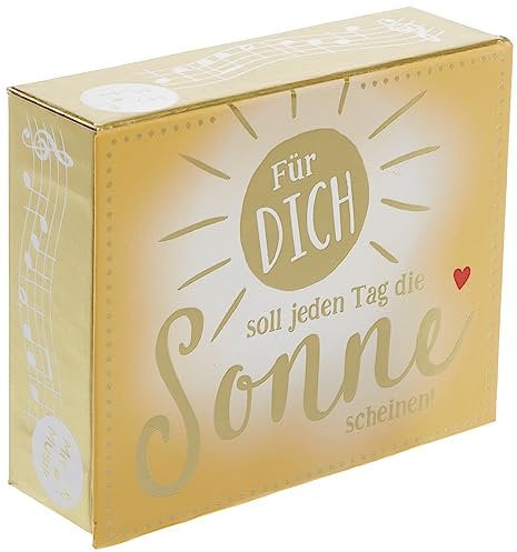 Depesche 10871-019 Wunscherfüller Soundbox zum Verschenken von Geld und Gutscheinen, mit Melodie und Geldbrief, ca. 11,2 x 9,5 x 3,5 cm, Gold,gelb