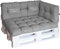 LILENO HOME Palettenkissen Set Hellgrau - Set 3: (1x Sitzteil + 1x Rückenteil + 1x Seitenteil) - Polster für Europaletten - Palettenkissen Outdoor als Sitzkissen für Palettenmöbel