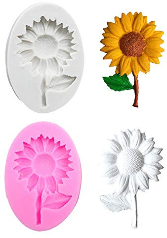 Nifocc Lot de 2 moules en silicone Motif tournesol Rose et gris