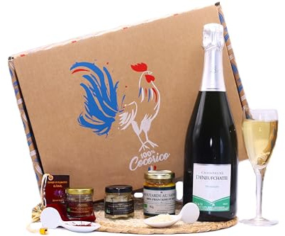 Coffret Champagne AOC - Colis gourmand de produits francais bio, 75cl - Direct Productrices