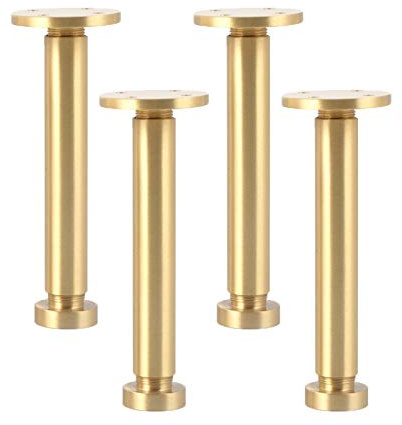 4 Pieds De Meuble Laiton Cuivré Pur Pattes d'Armoire Ajustable Meubles Jambes De Lit Salle De Bain Accessoires De Matériel De Pied De Remplacement Bricolage,Avec Des vis en Cuivre Pur(160mm)