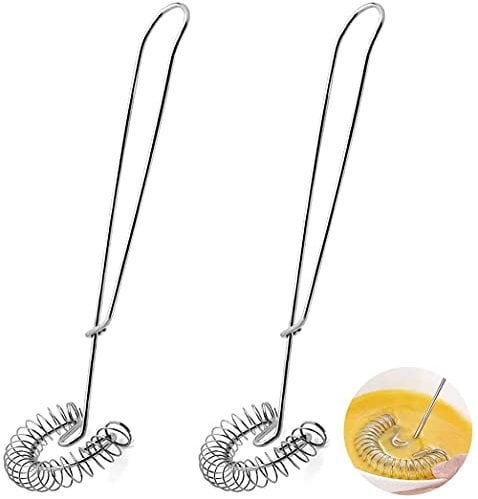 LATRAT Spiral Whisk Stainless Steel Heavy Duty Mini Spring Whisk Sauce Whisk Milk Frother Foam Hand Mixer for Kitchen