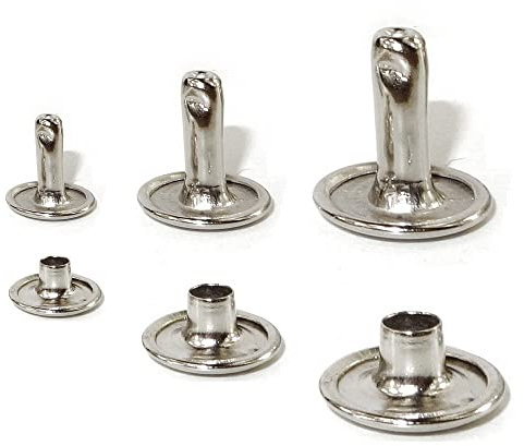 300 Stück Hohlnieten Stiftlänge 6mm / 8mm / 10mm Silber, Doppelholnieten, Nieten mit Doppelkappe Ober- Unterteil mit geschlossener Kappe, DIY Leder Gürtel Nieten, Gürtelnieten Taschennieten