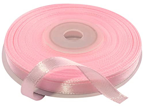AERZETIX - C55616 - Rotolo di nastro di raso satinato 6mm x 25m - colore rosa cipria - striscia di imballaggio regalo decorazione matrimonio compleanno festa - in poliestere