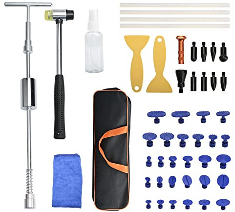 NefLaca Dellen Reparatur Ausbeulwerkzeug Set, 49 Stück Fahrzeug Dellen Entfernen Ausbeulwerkzeug Lackfreies Dellen Reparaturset mit Klebel für DIY Fahrzeug Kühlschrank Waschanlage
