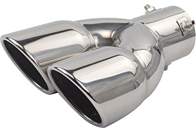 iSpchen Auspuffblende Auspuff Doppelrohr Endrohrblende Sportauspuff Blende Endrohr Endstück Auspuffrohr Edelstahl Universelle 76mm Doppelendrohr Endrohrblenden Auspuffblenden