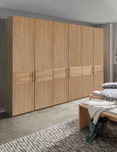 WIEMANN Kiruna Kleiderschrank, Schlafzimmerschrank, Drehtürenschrank, Breite 300 cm, 6-türig, Eiche, Querriegel, B/H/T 300x197x58 cm
