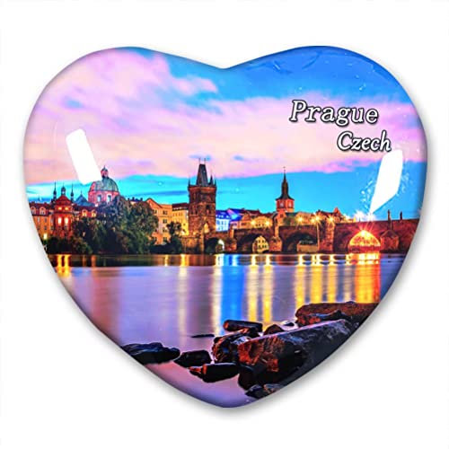 Tschechischer Prag Kühlschrankmagnet Kühlschrank-Aufkleber Sammlung dekorativer Magnet Reise-Souvenir Herzform Kristallglas