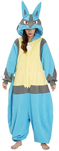 SAZAC Lucario Pokemon Adult Kigurumi - Premium Onesie Costume for Cosplay, Easy Care Halloween Outfit - Unisex