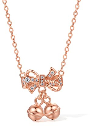 ZHOU LIU FU Kette mit Anhänger, 925 Sterling Silber Damen Halsschmuck 40+5 cm Kommt in Schmuck Geschenk Box for Weihnachten Schmetterling (Krawatte Glocke)