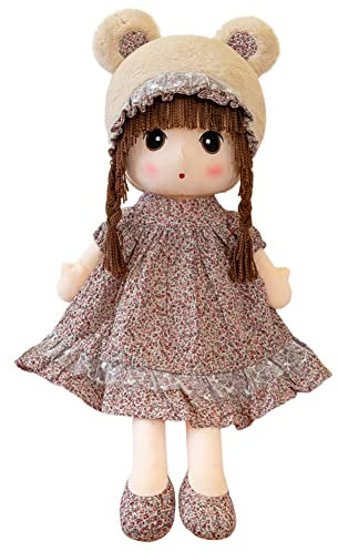 ISAKEN Mädchen Plüschpuppe Weiche Stoffpuppe Kuschelpuppe Baby Mädchen Weiche Puppe Mädchen Dekoration Begleiten Spielzeug Schlafpartner Puppe Kinder Erwachsene