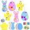 Ostern Basteln Kinder, 24 Stück Osterdeko Bastelset, Ostern Anhänger Deko, Ostereier Craft Kit, Kreative Kunsthandwerk zum Basteln, DIY Filz Bastelset, Osterdeko zum Basteln für Ostern