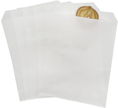 Jexila 100 Stück Papiertüten für Leckereien, 12,7 x 17,8 cm, flach, Kraftpapier, Kekse, Süßigkeiten, Buffet, Taschen für Bäckerei, Merchandising, Hochzeit, Party, Basteln, DIY Taschen