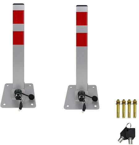 HENGMEI 2xParkpfosten Parkplatzsperre Poller klappbar Absperrpfosten Parkplatzsperre Wegsperren Sperrpfosten mit 3 Schlüssel(Type B)