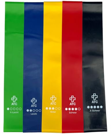 ATC Handels GmbH Fitnessbänder Loop 32x5,8cm in verschiedenen 5 Stärken - 1 oder 5 Stück - Naturlatex - für Kraftsport, Gymnastik - Widerstandsbänder, Sportband, Gymnastikband (5, Set)