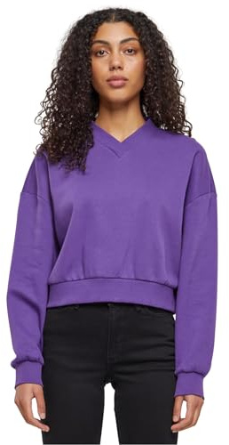 Urban Classics Damen Sweatshirt Ladies Cropped V-Neck realviolet 4XL