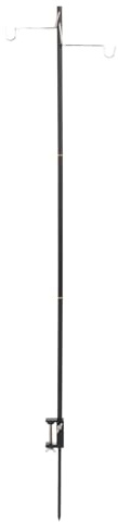 VGEBY Camping Lantern Stand, Lightweight Aluminum Alloy Folding Hanging Pole with Ground Stakes & Adjustable Hook for Outdoor(Black)