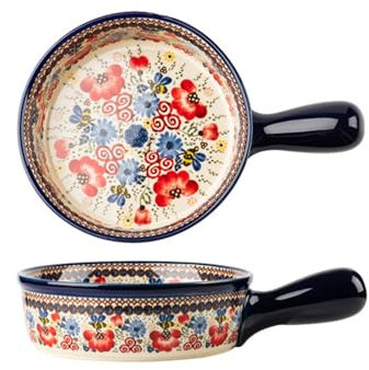 MoRfiL Polish-style ceramic soup bowls with handles, French onion soup shells, 600 ml muesli shells for muesli, stew,Multi colored