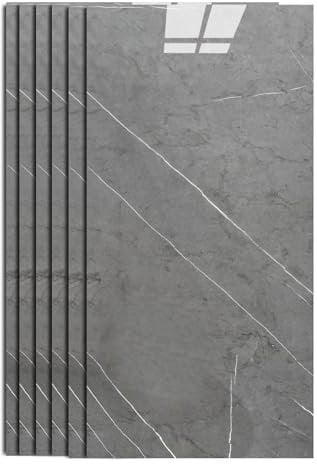 H-basics Klebefliesen Marmor Design 10 Stück - 60cm x 30cm, 3D Fliesenaufkleber, Selbstklebend, Küchenrückwand (Grau)