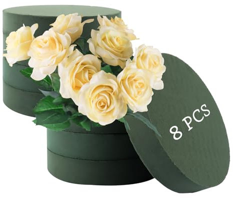 DAJAVE 8 Stück Steckschaum Rund Blumensteckmasse 20 x 4 cm Steckschwamm Grün Blumensteckschaum Steckmoos Steckmasse für Frischblumen, Hochzeiten, Geburtstage, Garten, Wohnung Deko