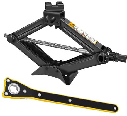 Scherenhebebühne Heavy Duty Hebebühne Reifenersatzheber mit Handkurbel, Max 2T Tragkraft, Hubbereich von 105 bis 385mm