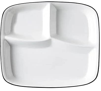 OnePine Porzellan Servierplatte, Snackteller mit 3 Fächern, Menüteller Geteilt, Servierteller Keramik für Abnehmen