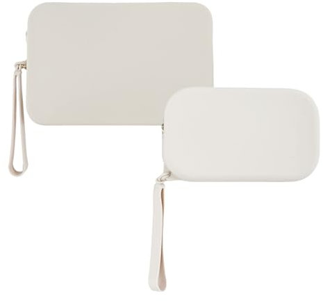 Borsa Cosmetica in Silicone Impermeabile, Borsa Cosmetica Portatile Da Viaggio Di Lavaggio Carina, Portafoglio Della Cosmetica Della Chiusura Lampo, Unisex (Quadrato + Rotondo)