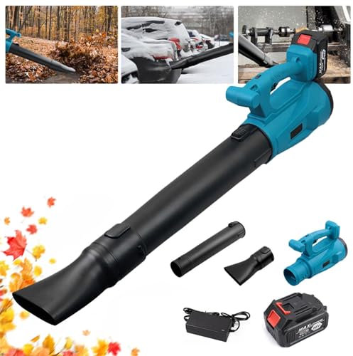 HDaspijh Cordless Leaf Blower, 21V 3.0Ah Battery Powered Leaf Blower for Patio Cleaning, Lawn Care, Blowing Leaves, Snow & Dust, 6-Speed Control | 2.43Kg Lightweight | Powerful Motor
