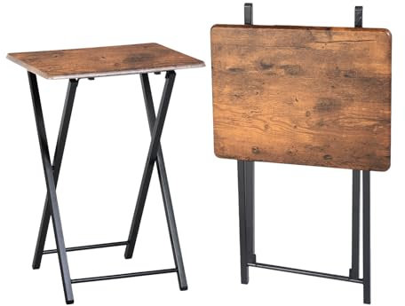 GOKHOMX Beistelltisch Klappbar 2er Set, Klapptisch Kleiner Beistelltische Sofatisch Wohnzimmertisch Balkontisch Klappbar Kleiner Tisch für Wohnzimmer Schlafzimmer Küche Balkon Garten (Braun)