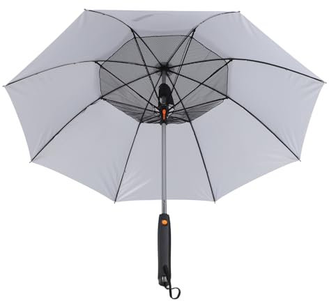 GLOGLOW Cooling Umbrella with Fan, Mist Spray 3 in 1 Multifunction 8 Ribs Portable Personal Umbrella for Summer Travel Providing Shading Cooling (White Silver)