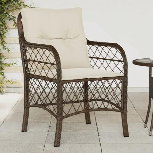 Brokky Gartenstühle mit Kissen GartenstüHle Gartensessel Outdoor Garten StüHle Terassenstuhl 2 STK. Braun Poly Rattan