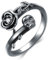 Shusukue Totenkopf Rosen Ring Damen 925 Sterling Silber Gothic Verstellbarer Skull Ring Halloween Totenkopf Schmuck Geschenke für Frauen Mädchen