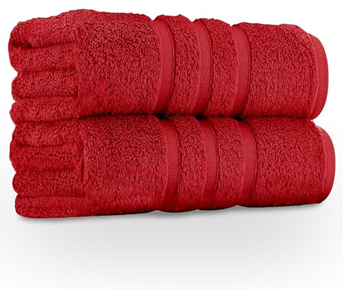 GC GAVENO CAVAILIA Premium Jumbo Bath Sheet 2 Pack - 100% Ring Spun Cotton Towels Bath Sheet - Highly Water Absorbent & Quick Dry Extra Large Bath Sheets - Soft Hotel Quality Bath Towel - Red