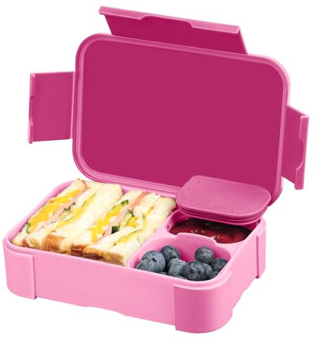 LEIKEEGO Brotdose Kinder mit Fächern 900ml Auslaufsicher Lunchbox Kinder Bento Box Jausenbox Kinder für Mädchen & Jungen (rosa)