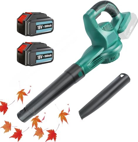 Akku-Laubbläser 18V, 150MPH Akku Gebläse Leaf Blower, Laubbläser mit 2 x 5500mAh Akku für Garten, Rasenpflege, Schneeräumung