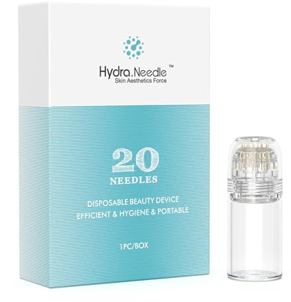 Hydra. Needle 20 Pins Microneedling Derma Stamp Länge 0,25 mm OHNE SERUM für Anti-Aging-Hautpflege, Lippen, Haar- und Bartwachstumsstimulation, Titanium Material (0,25 mm, 20 Pins)