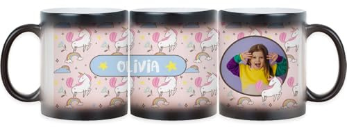 Wanapix | Tasse Personnalisable Magique | Idee Cadeau Original | 325ml. | Tasse Magique avec Texte | Compatible micro-ondes | Licornes