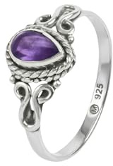 mantraroma Silberring Damen 925 Sterling Silber – tropfenförmiger Edelstein Ring, Vintage Statement Ring Schmuck, elegantes Geschenk für Frauen