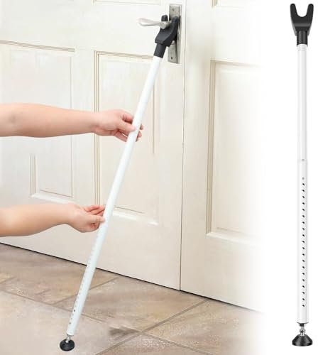 Door Security Bar 44-55 Inch Adjustable Door Stopper Security Bar Removable Sliding Door Safety Bar Door Jammer Bar Sliding Door Lock Bar Sliding Patio Door Stopper for Sliding Glass Doors (White)