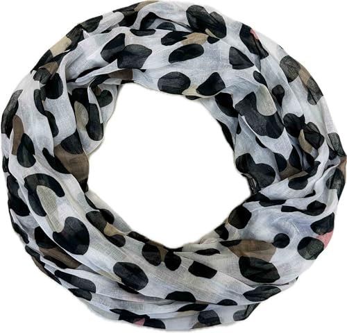 Jeamis Leopard Seide Loop Farbverlauf Frühling Rundschal Unisex Sommer Herbst Leicht Schal Stola Silk Leo (Braun)