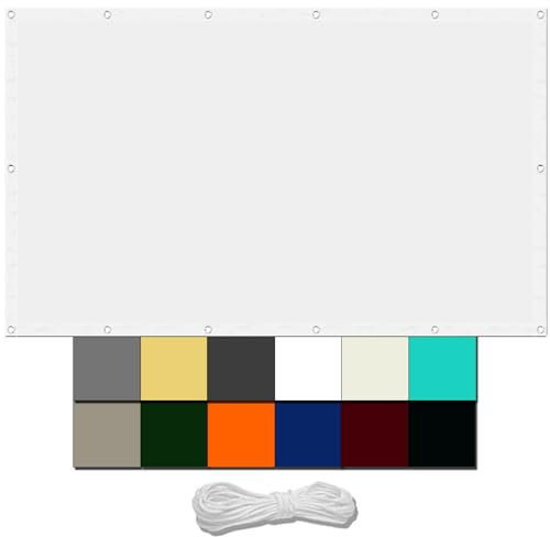 Sonnensegel, wasserdicht, rechteckig, 1 x 8 m, UV-Schutz, Terrassenüberdachung mit Ösen, wetterbeständig, PES-Polyester, für Hof, Hinterhof, Rasen und Garten, inklusive Seil, Weiß