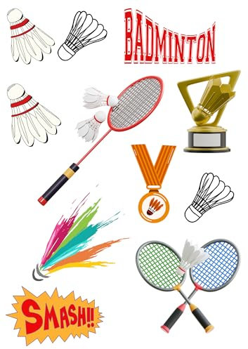 Edible print A4 Badminton theme Cake topper set cake decorations wafer/icing paper UNCUT - Birthday (wafer card)