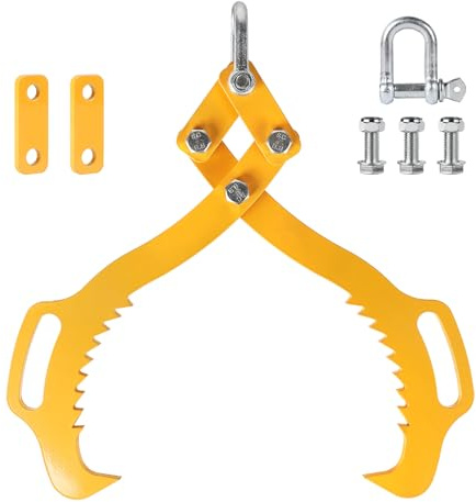 SWAWIS Pinza Forestale per Legna e Tronchi Fino a 460mm Giallo | Capacità di Carico 800kg, in Acciaio Legato, Pinze per Sollevamento Tronchi, Aggrappatore per Legname per Impieghi Gravosi
