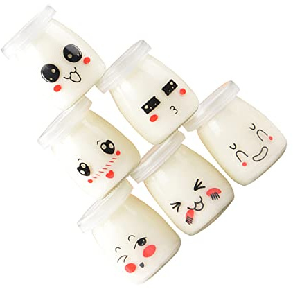 Ipetboom 6 pezzi Vasetti Vetro Espressioni Facciali Contenitori Resistenti Al Calore per Dessert Yogurt e Budini Design Chic e Facile da