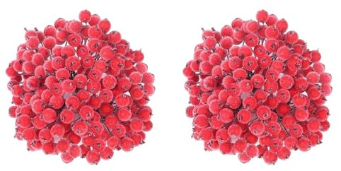 Uikdjgu 640 Artificial Frosted Red Holly Berries Mini Christmas Fruit Berry Flower for Christmas Tree Decoration Garland Making