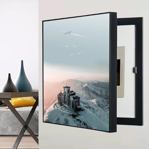 Sicherungskasten Abdeckung, Kreativ Flip-Cover Dekoratives Bild, Einfach zu Installierende, Dauerhafte Wandabdeckung, Für Büro Esszimmer Heimdekoration(Black 9,45 * 55cm/17 * 21in)