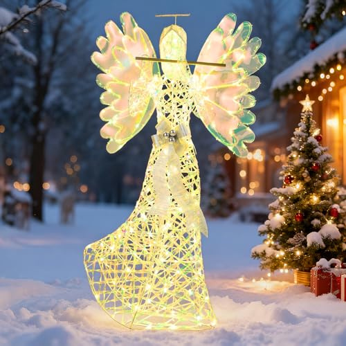 SOARS Weihnachtsengel Outdoor groß, 158 cm Weihnachtsdekoration beleuchtet mit Flöte, Weihnachtsdeko mit 250 warmweiße LED-Lichtern, Weihnachten Engel, Weihnachtsbeleuchtung für außen und innen