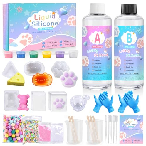 Flüssigsilikon für Taba Squishy Bastelset,Flüssiges Silikon Kautschuk,A B 1:1 Verhältnis für Taba Squishy,Squishy Maker, Katzenpfoten,DIY Kreative Bastelset,Dekompressionsgeschenk