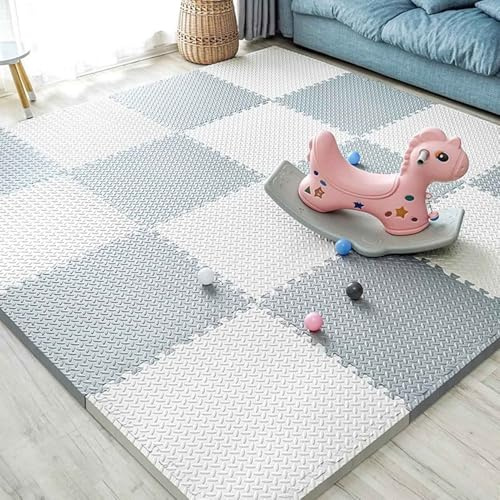 24 PCS Large Interlocking Foam Floor Mats, 30x30cm 1cm Thick High-Resilience EVA Puzzle Matting, Waterproof Soft Pad for Nursery & Play Room