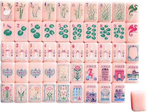 HoldOneLight Amerikanisches Mahjong-Set, weiße Spielsteine, komplettes 166-teiliges Set